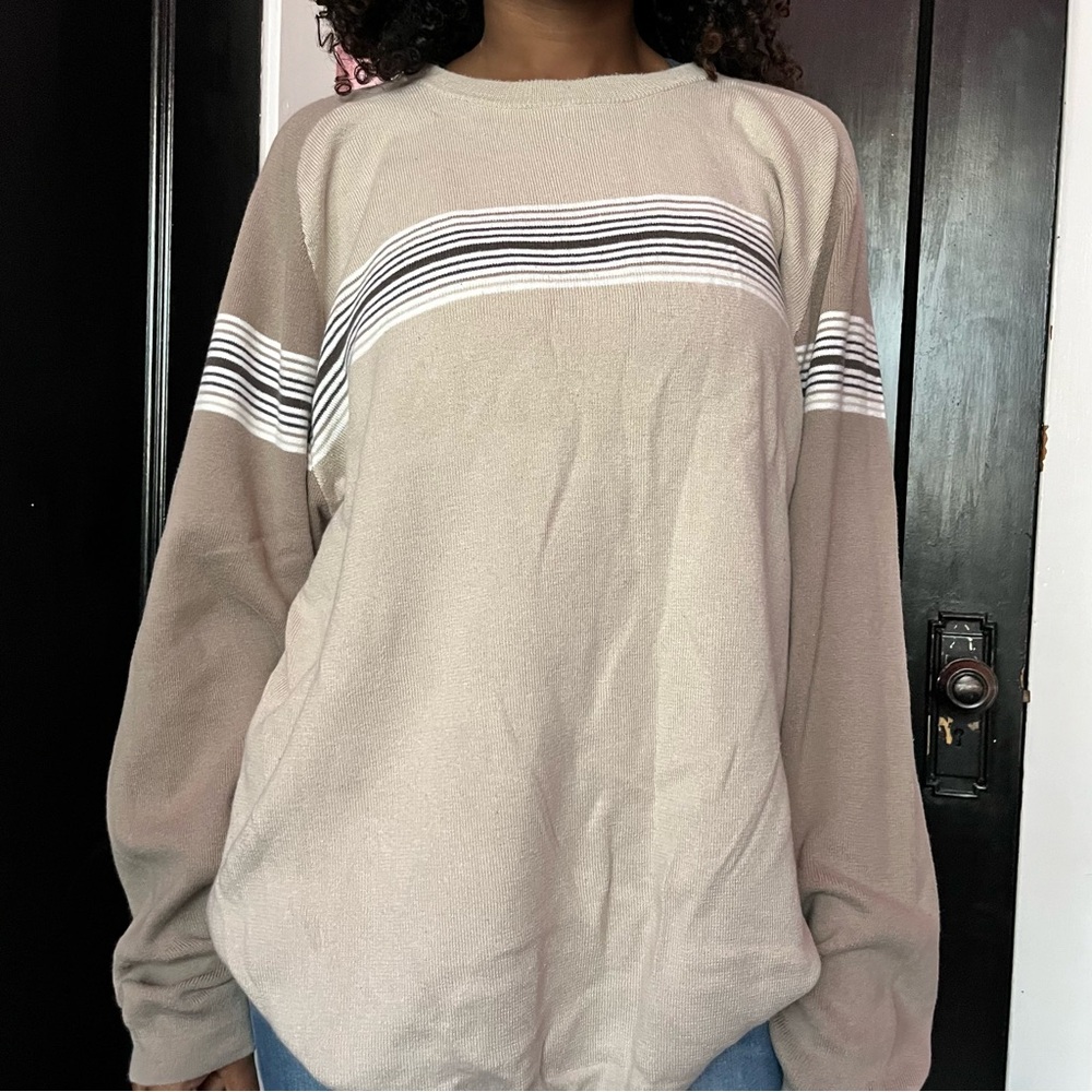 XG cream and white striped skater sweater